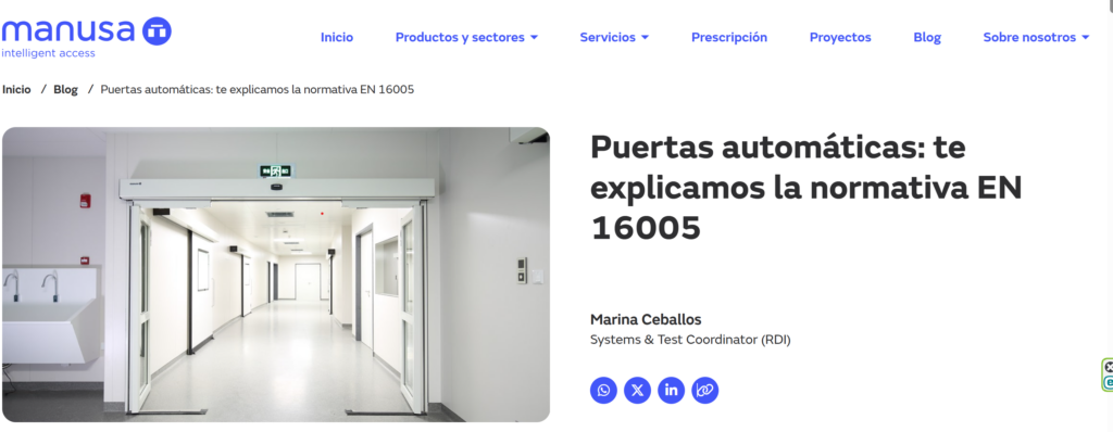 Puertas automáticas: te explicamos la normativa EN 16005